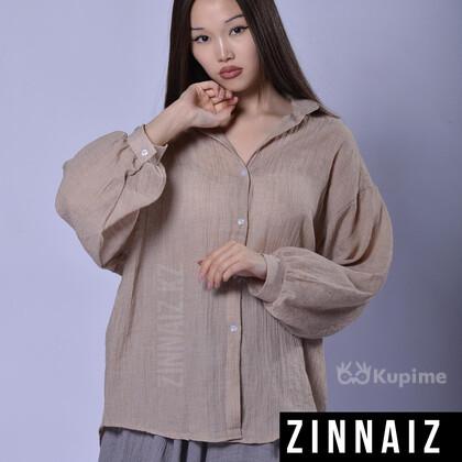 Женская рубашка коричневая марлевка Zinnaiz z3118 в Алматы
